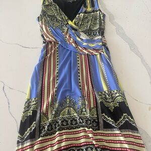 Etro Blue and Yellow Patterned Midi Dress